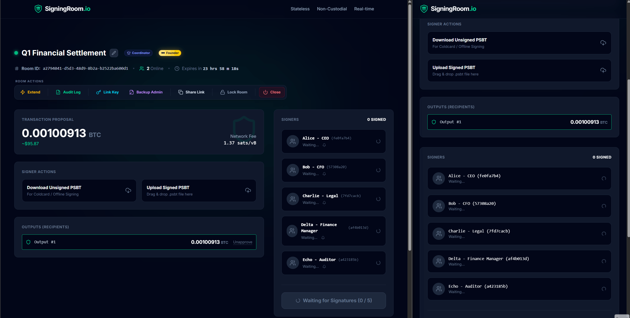 Real-time Multisig Signing Demo